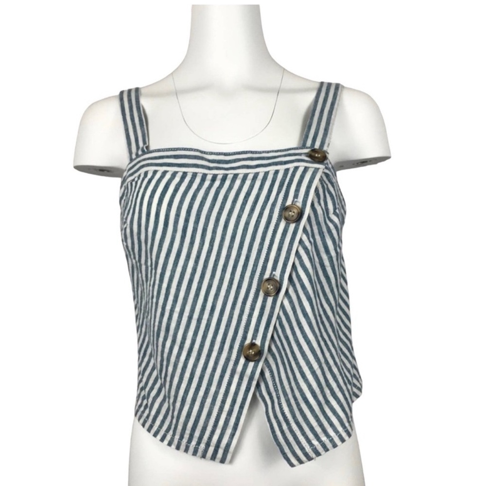 NWT Chelsea & Violet Linen Blend Stripe Sleeveless Crop Top Size S Small